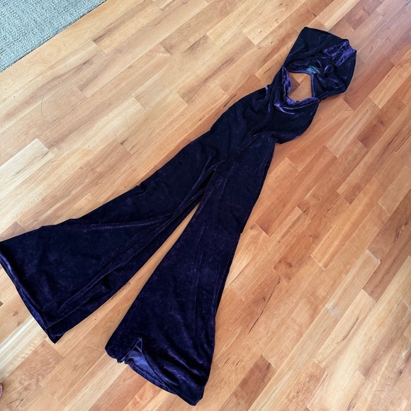 Warrior Within Velvet Mystique Hooded Jumpsuit purple Sz XS NEW catsuit flared - Picture 7 of 12